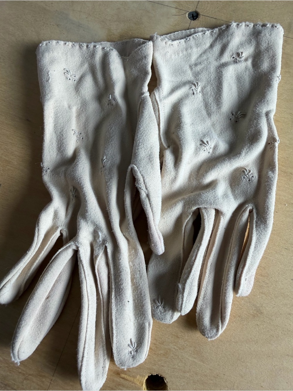 Women's Cream Embroidered Dress Gloves